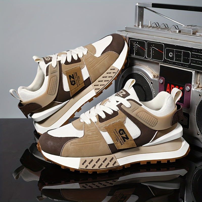 Men's Vintage Old School Style Chunky Shoes, Comfy Non Slip Lace Up Casual Sneakers For Men's Outdoor Activities