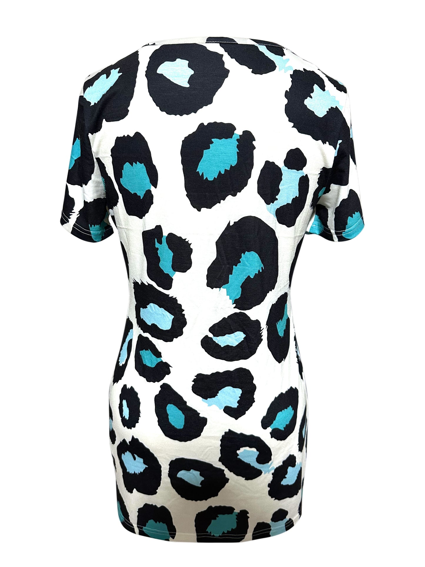 Allover Print Crew Neck Dress, Casual Short Sleeve Dress For Spring & Summer, Women's Clothing