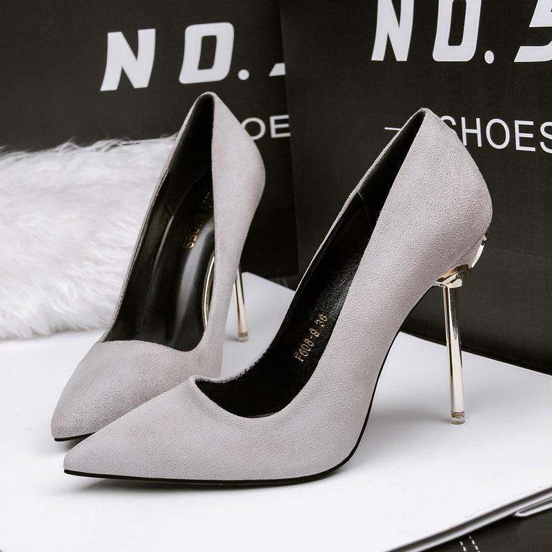 608-8 simple fashion new shallow mouth sharp professional solid color shallow mouth stiletto high heel low to help fairy shoes