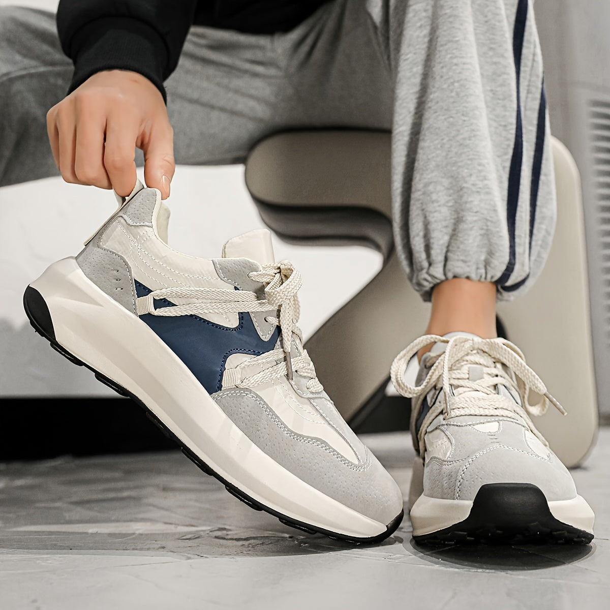 Men's Vintage Retro Old School Style Sneakers, Comfy Non Slip Breathable Lace Up Soft Sole Shoes For Men's Outdoor Activities