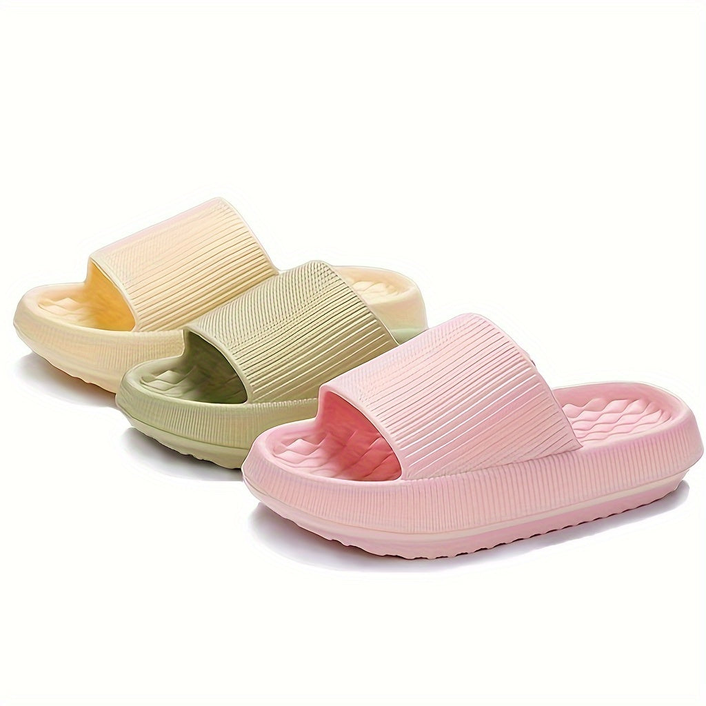 Simple Solid Color Slides, Casual Open Toe Soft Sole Shoes, Comfortable Indoor Home Slides