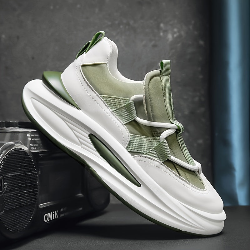 Men's Trendy Colour Block Chunky Shoes, Comfy Non Slip Durable Casual Soft Sole Sneakers For Men's Outdoor Activities