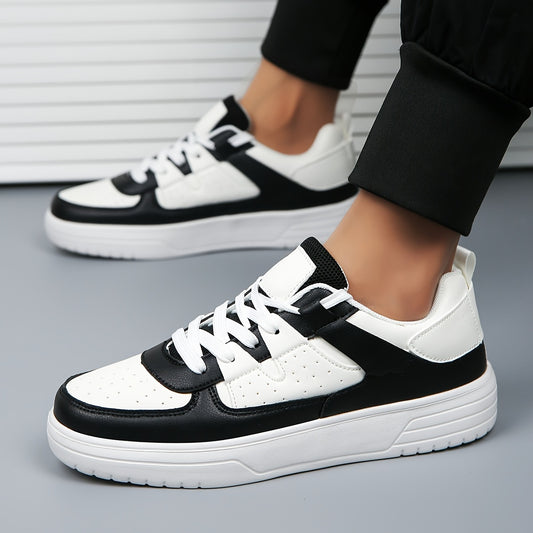 Men's Trendy Colour Block Skate Shoes, Comfy Non Slip Casual Lace Up Sneakers For Men's Outdoor Activities