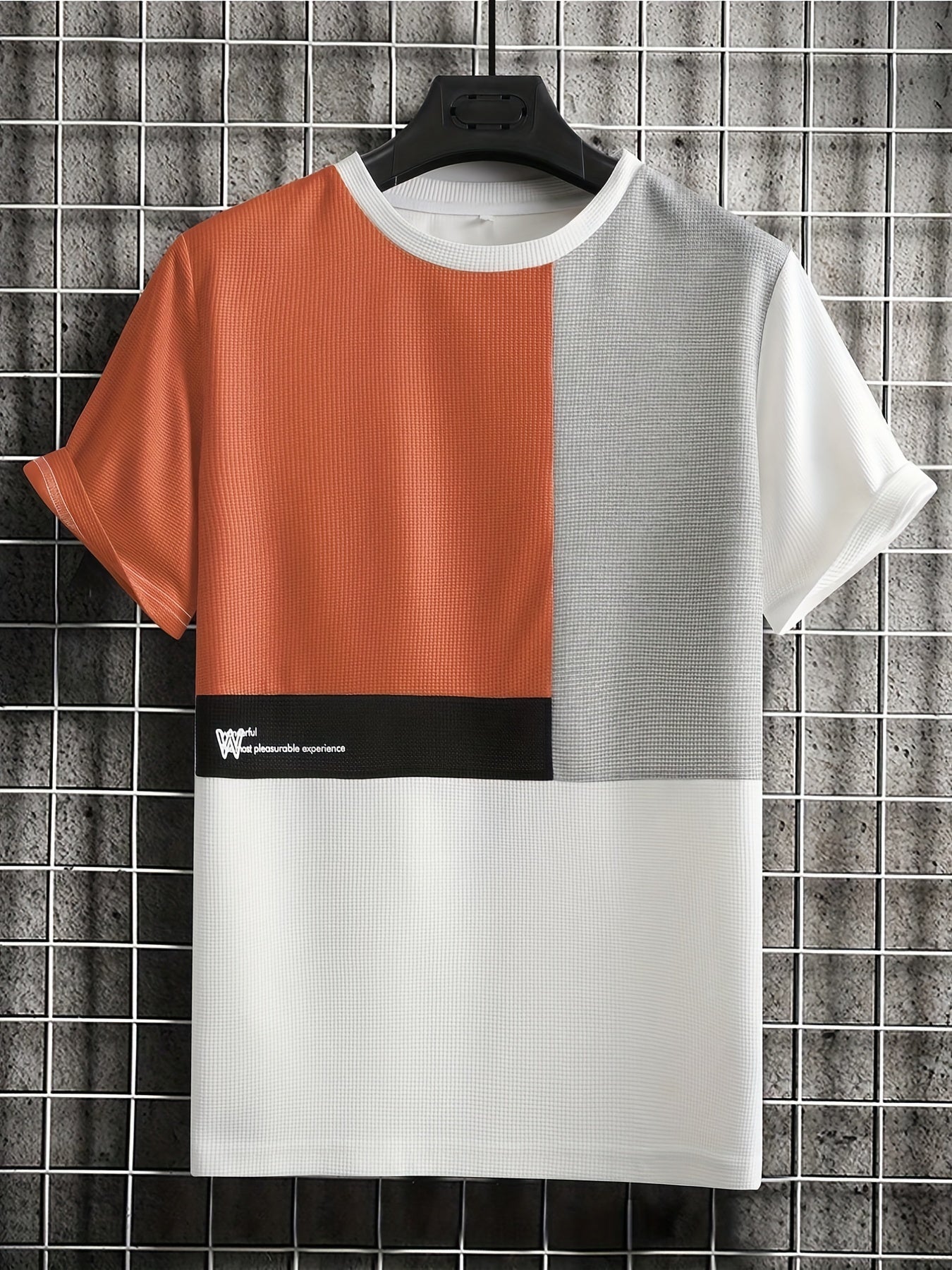 Color Block Style Men's Casual Daily Short Sleeve Crew Neck T-shirt For Summer