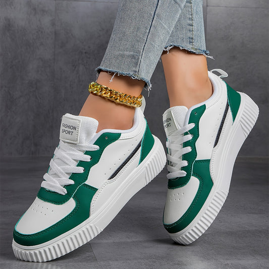 Women's Colorblock Casual Sneakers, Lace Up Comfy Platform Pastry Skate Shoes, Lightweight Low-top Daily Shoes