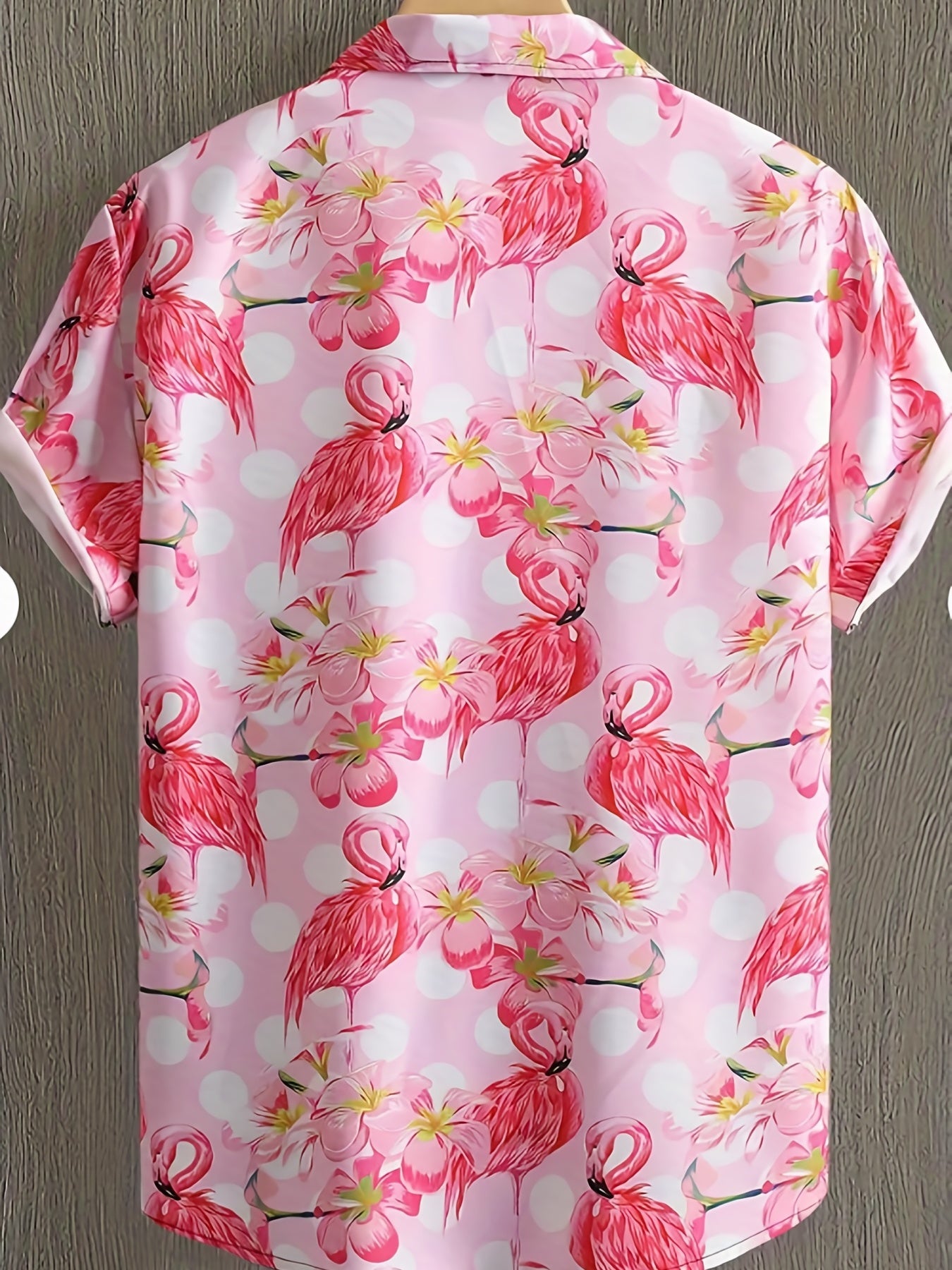 Flamingo Print Men's Casual Short Sleeve Shirt, Men's Shirt For Summer Vacation Resort, Tops For Men, Gift For Men, Coquette Style