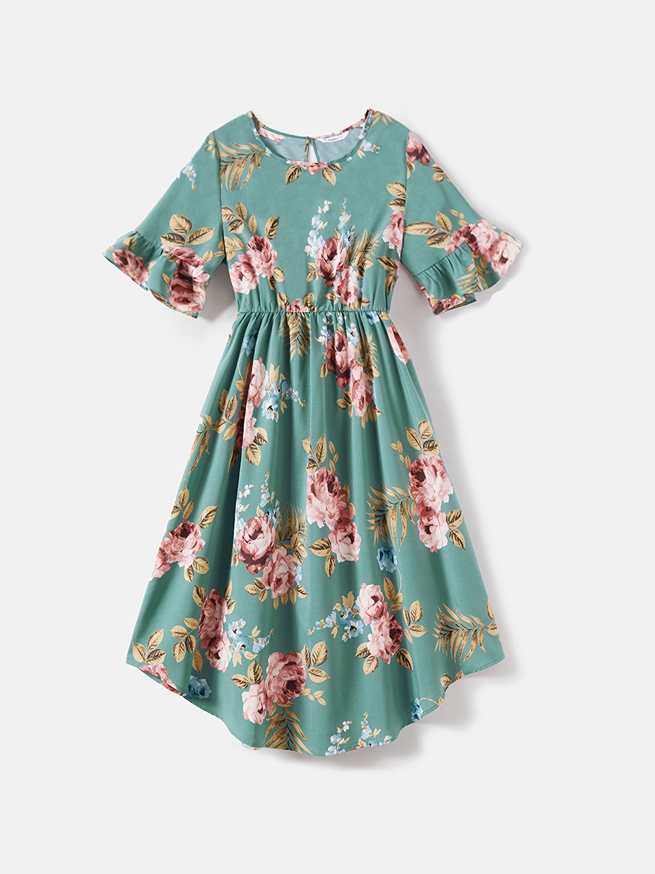 PatPat Mommy And Me Allover Floral Print Ruffle Half-sleeve Dresses, Baby Kids Women Casual Clothes For Summer Vacation Family Activities
