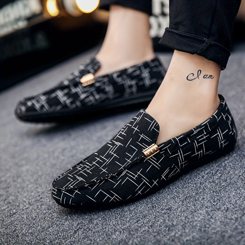 Men's Patterned Moc Toe Loafer Shoes, Comfy Non-slip Slip On Shoes, Men's Shoes, Spring And Summer