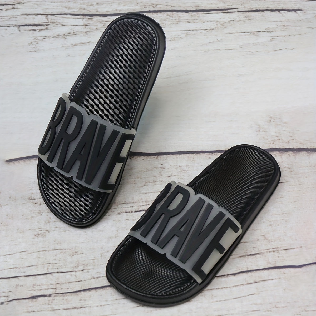 Women's Letter Decor Slides, Lightweight Slip On Flat Casual Slides, Non-slip Summer Beach Slides