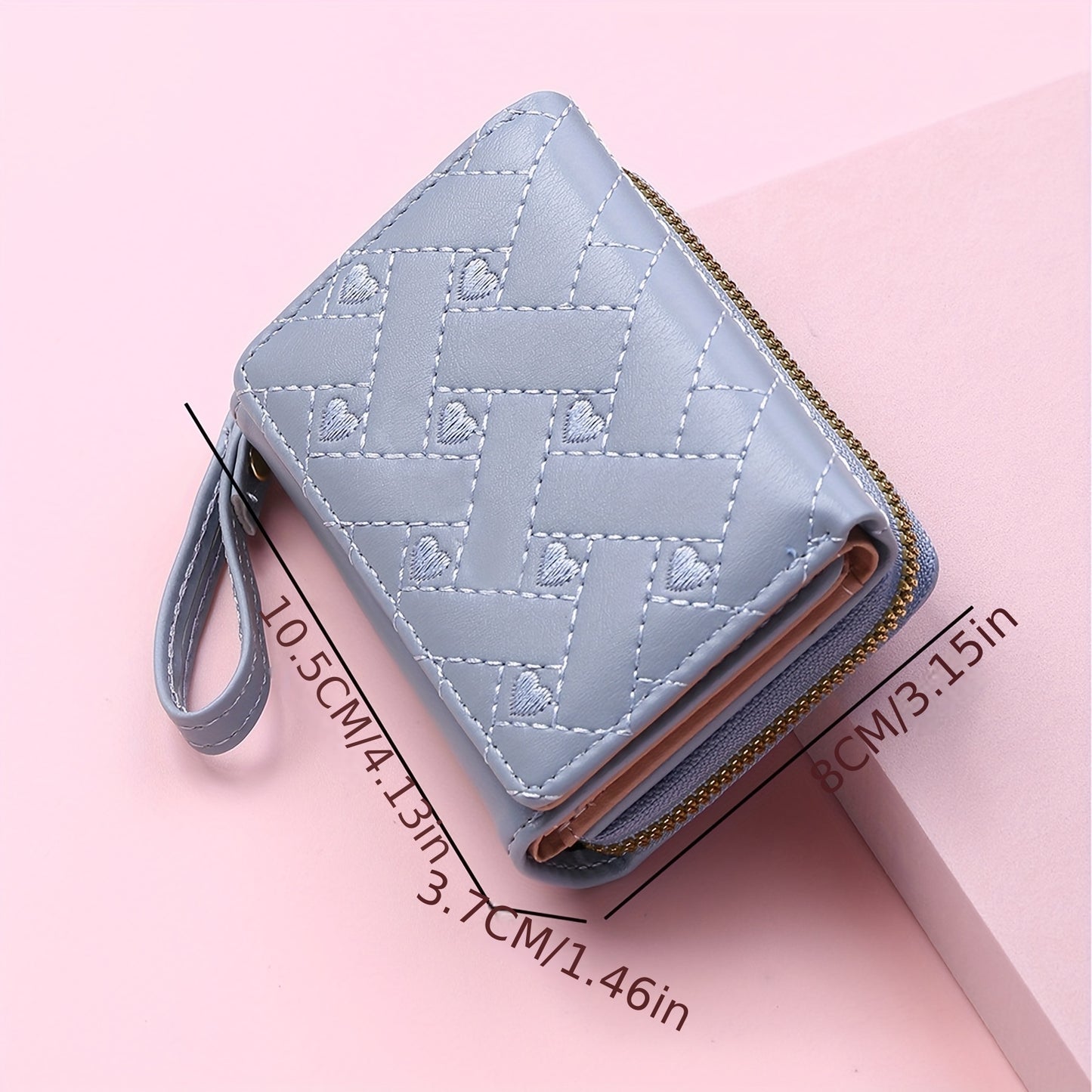 1pc Men's Fashion Embroidered Love Coin Purse, Trifold Card Holder, Multi Card Slots Wallet