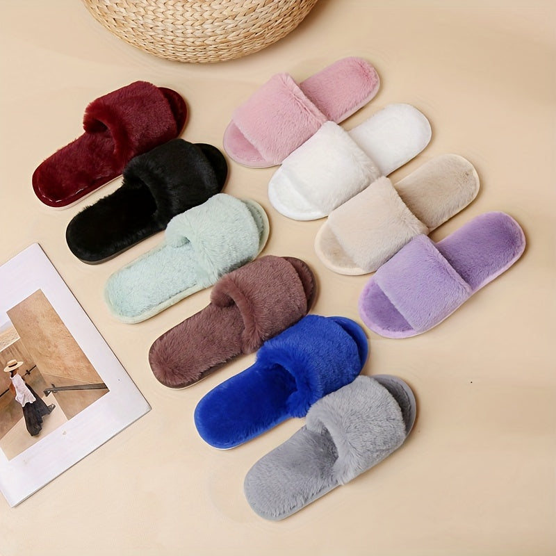 Women's Plush Lined Slippers, Solid Color Soft Sole Warm Shoes, Cozy Indoor Floor Slippers