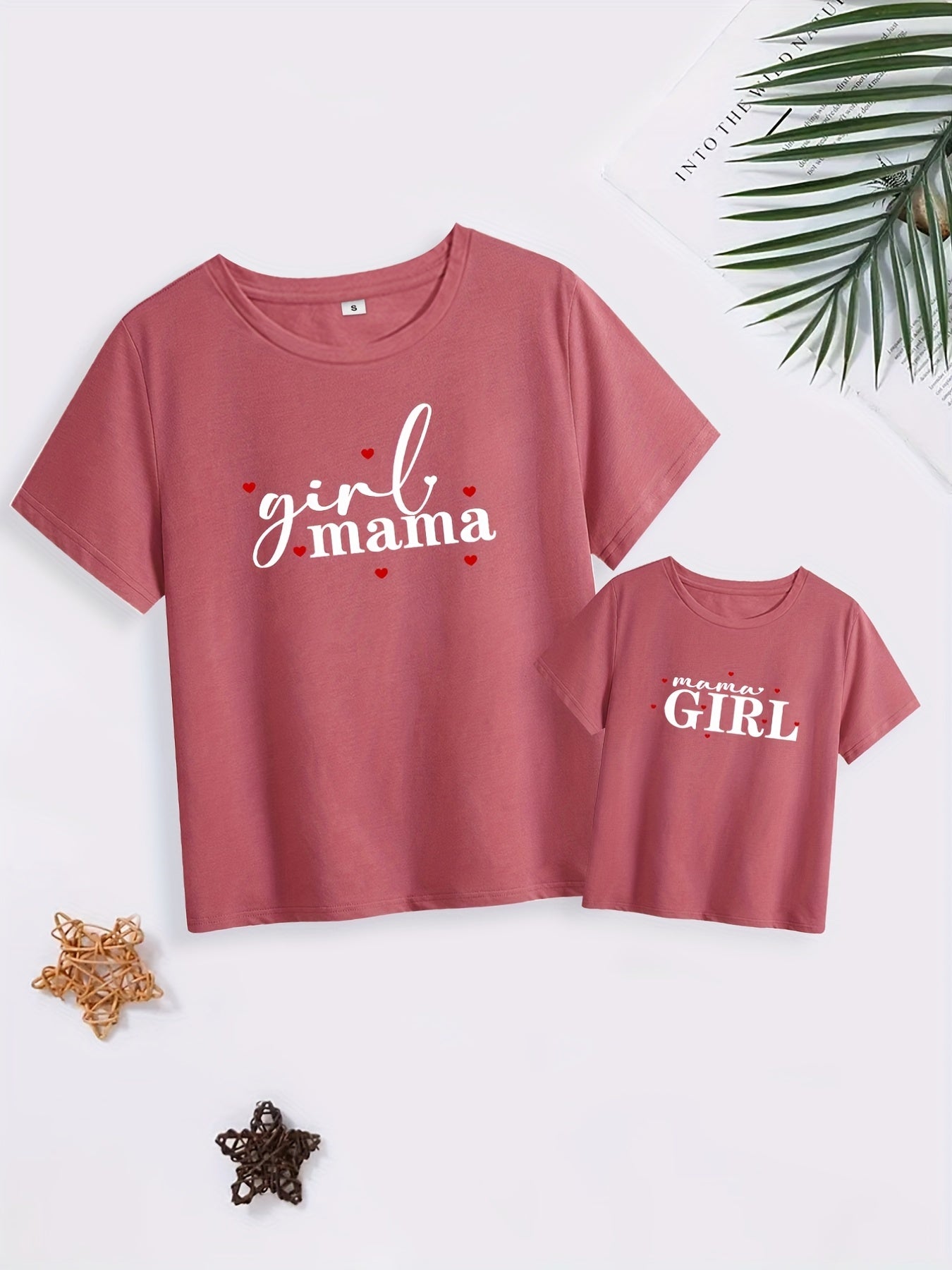 Adorable Matching Mom and Kids T-Shirts with Heart and Letter Print for Summer Fun