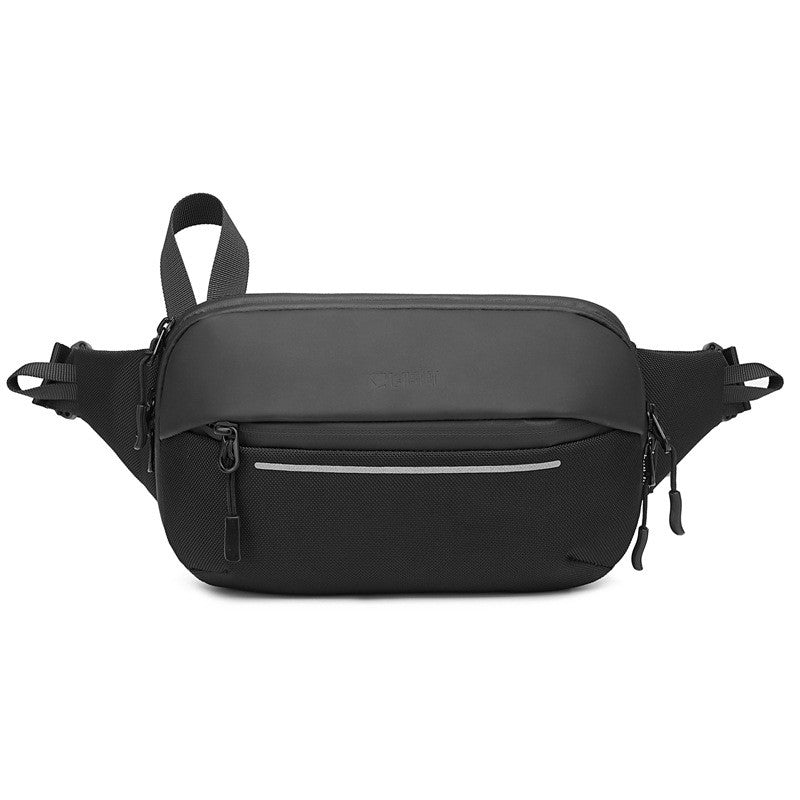 Black waist bag on a white background