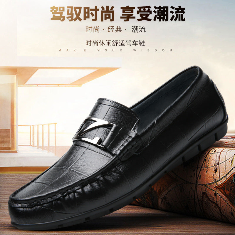 2019 spring new men's casual leather shoes soft bottom leather peas shoes trend men's shoes fashion driving shoes shoes