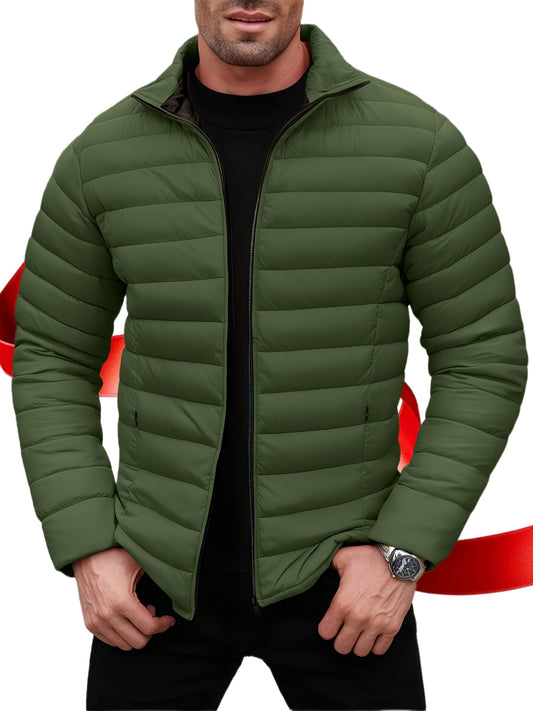 Giacca Imbottita Uomo a Tinta Unita per Autunno e Inverno, Giacca Antivento e Calda con Tasche Laterali con Cerniera - Portatile e Facile da Riporre, Ideale per Attività All'aperto, Corsa, Pesca, Abbigliamento Casual e Appuntamenti. Un Capo Indispensabil