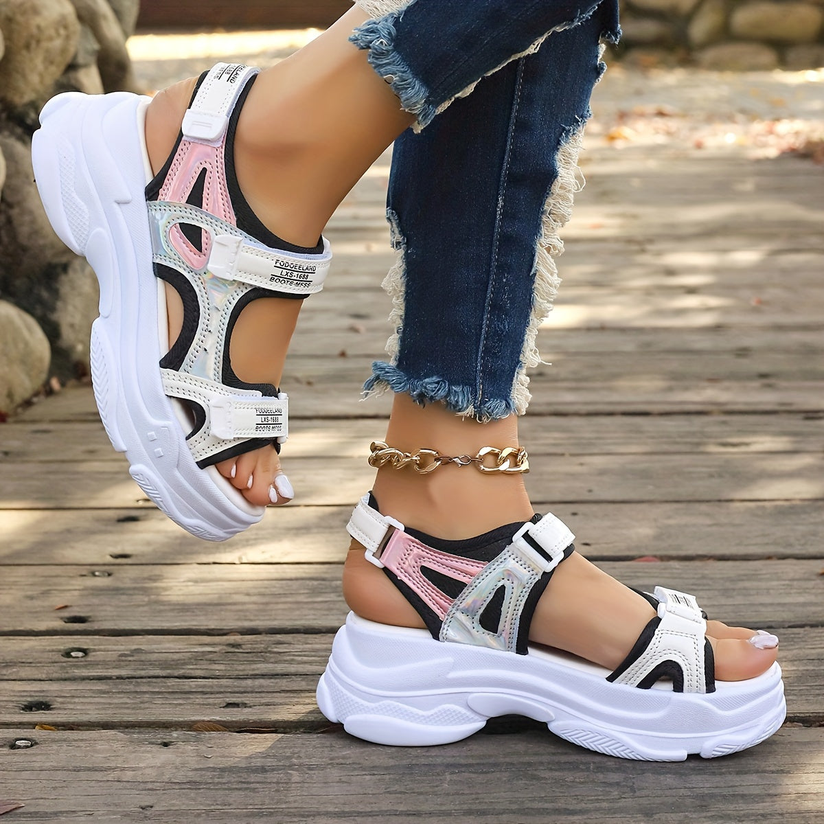 Women's Fashion Platform Sandals, All-Match Open Toe Summer Outdoor Shoes, Casual Beach Sporty Sandals