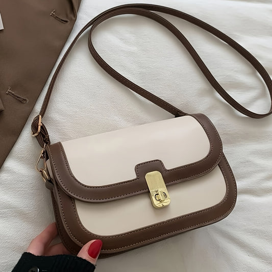 Contrast Binding Crossbody Bag, Mini Flap Square Purse, Trendy Shoulder Bag For Women