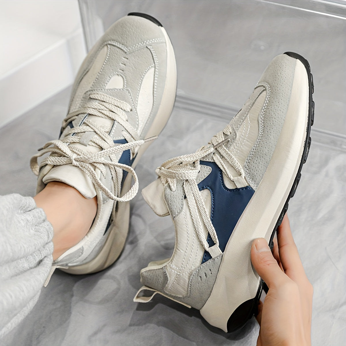 Men's Vintage Retro Old School Style Sneakers, Comfy Non Slip Breathable Lace Up Soft Sole Shoes For Men's Outdoor Activities