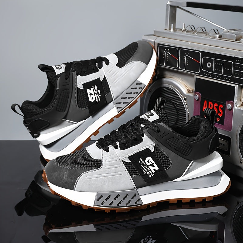 Men's Vintage Old School Style Chunky Shoes, Comfy Non Slip Lace Up Casual Sneakers For Men's Outdoor Activities