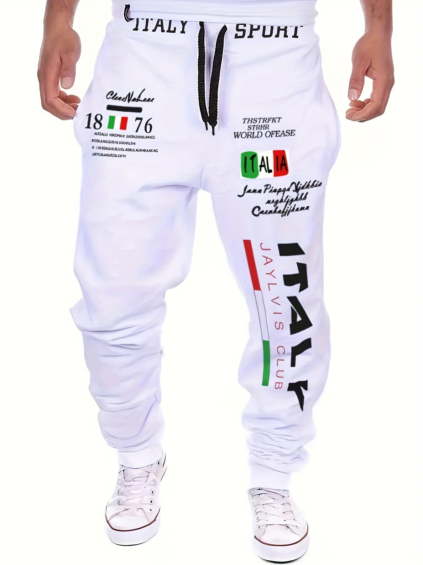 Joggers Stile Hip-hop Con Stampa "Italia", Pantaloni Sportivi Da Uomo Con Coulisse In Vita Elasticizzata Casual