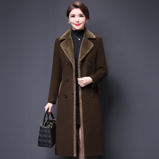 Factory direct middle-aged women's wool coat 2021 autumn and winter Korean version of the mother hair woolen coat quality guarantee