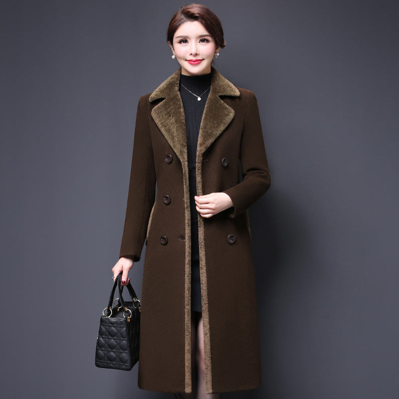 Factory direct middle-aged women's wool coat 2021 autumn and winter Korean version of the mother hair woolen coat quality guarantee