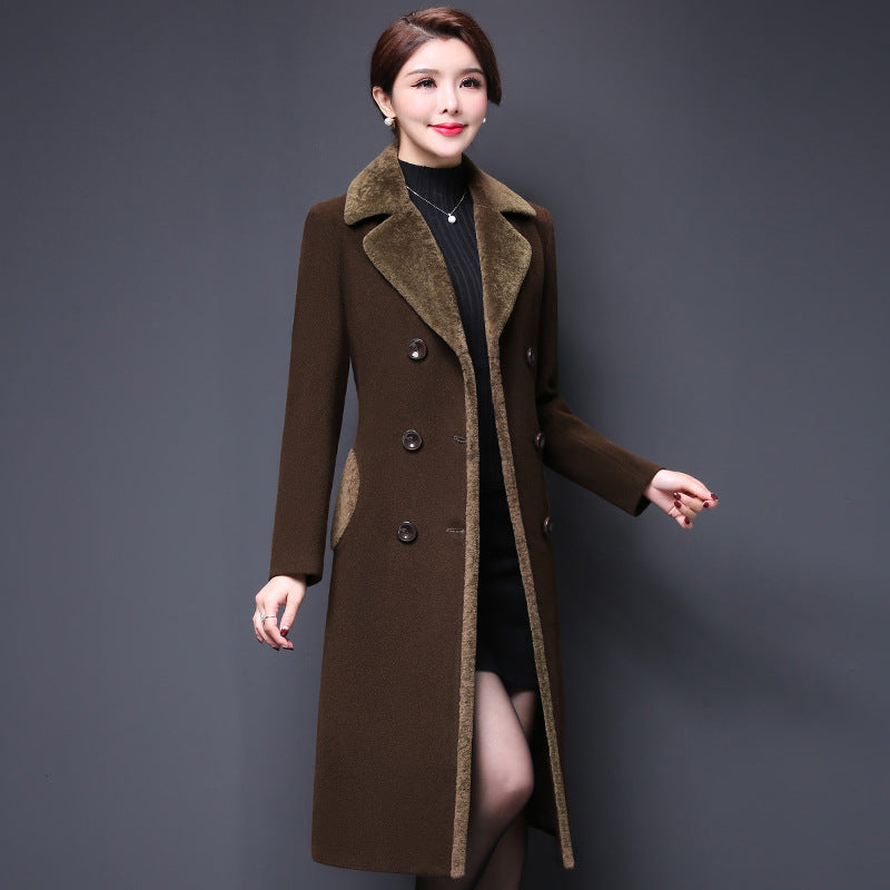 Factory direct middle-aged women's wool coat 2021 autumn and winter Korean version of the mother hair woolen coat quality guarantee