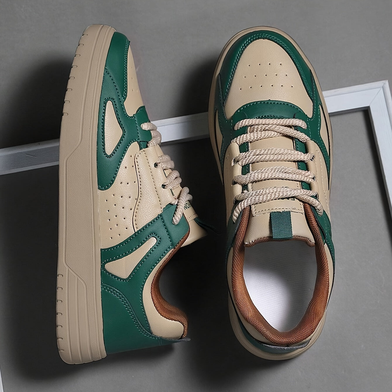 Men's Vintage Colour Block Low Top Skateboard Shoes, Comfy Non Slip Casual Durable Sneakers For Men's Outdoor Activities