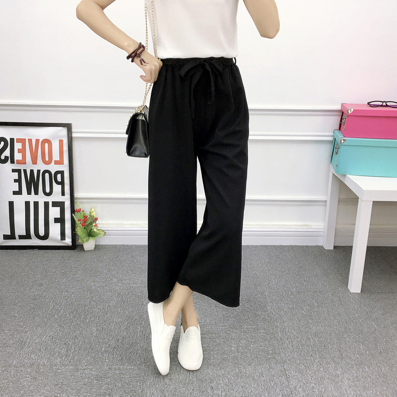 Vertical striped wave point lines with wide leg tide women's pants 2020 summer fashion slim easing nine points casual hairs pants