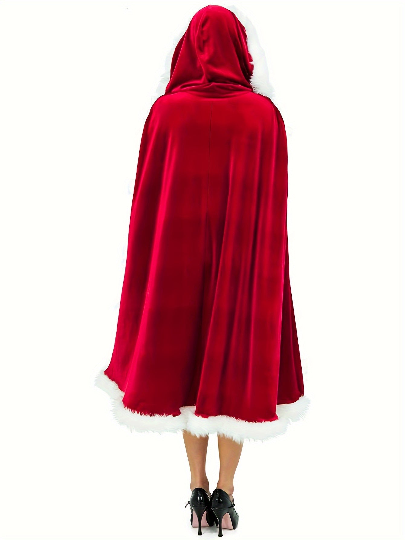 Christmas Tie Front Hooded Cloak, Casual Color Block Long Cloak, Women's Clothing