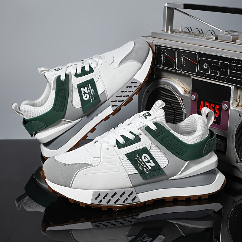 Men's Vintage Old School Style Chunky Shoes, Comfy Non Slip Lace Up Casual Sneakers For Men's Outdoor Activities