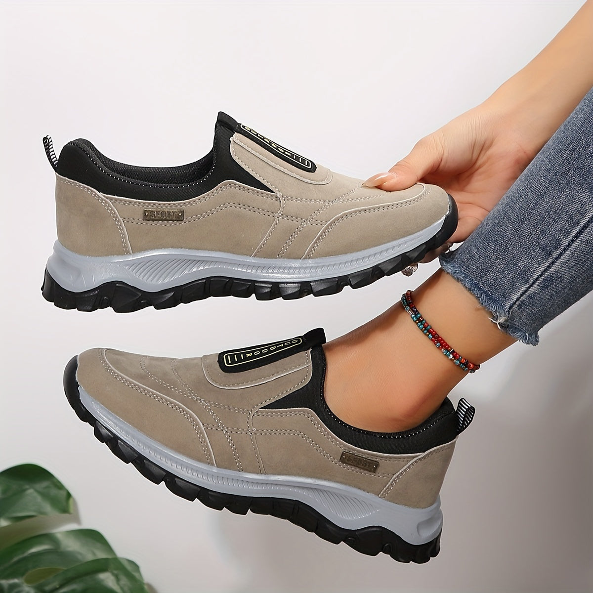 Women's Low Top Sports Shoes, Casual Breathable Slip On Running Sneakers, Comfortable Walking Trainers