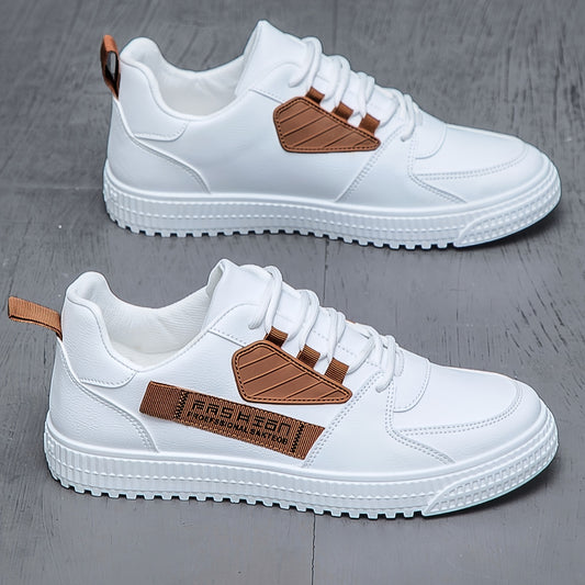 Men's Trendy Solid Colour Street Style Low Top Skateboard Shoes, Comfy Non Slip Lace Up Durable Sneakers For Men's Outdoor Activities