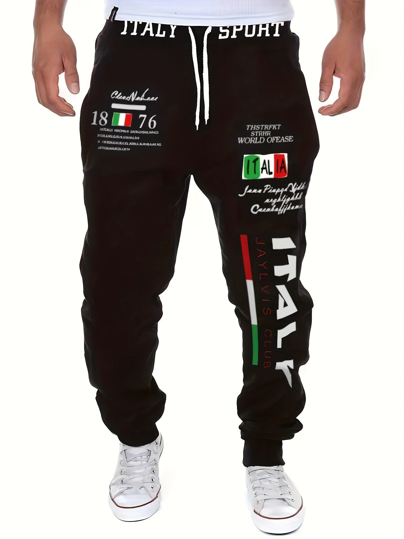 Joggers Stile Hip-hop Con Stampa "Italia", Pantaloni Sportivi Da Uomo Con Coulisse In Vita Elasticizzata Casual