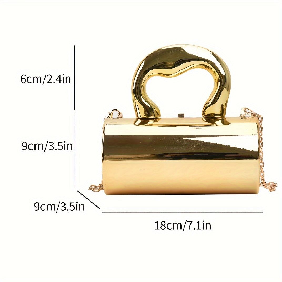 Fashion Glitter Cylinder Bag, Mini Trendy Shoulder Bag, Women's Elegant Handbag & Barrel Purse for Carnaval