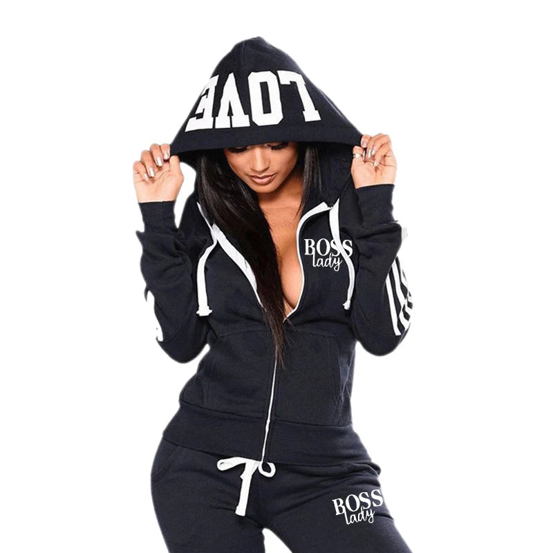 2022 Newest Spring Fashion Women's Tracksuit Hoodies and Sweatpants High Quality Ladies Daily Casual Sports Zipper Hooded Outfit