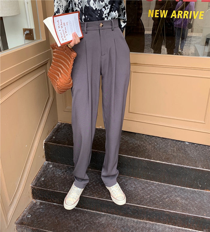 New Autumn OL Solid Fashion Loose Suit Trousers Female