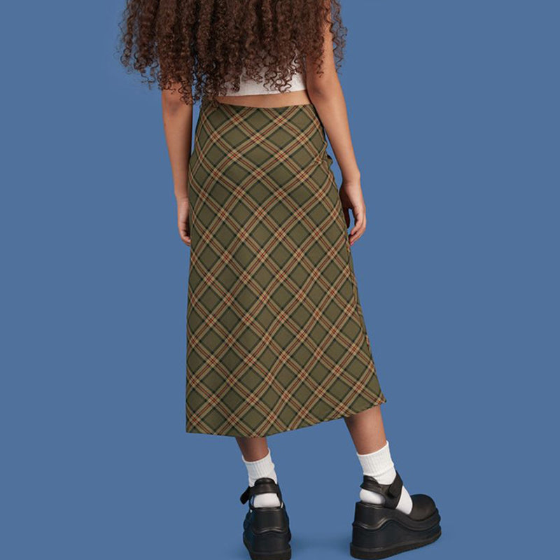 Elizabath E-girl Plaid High Waist Mermaid Skirts Women Streetwear Cotton Long Skirts Chic Vintage Y2K Style Ladies Bottoms Summer