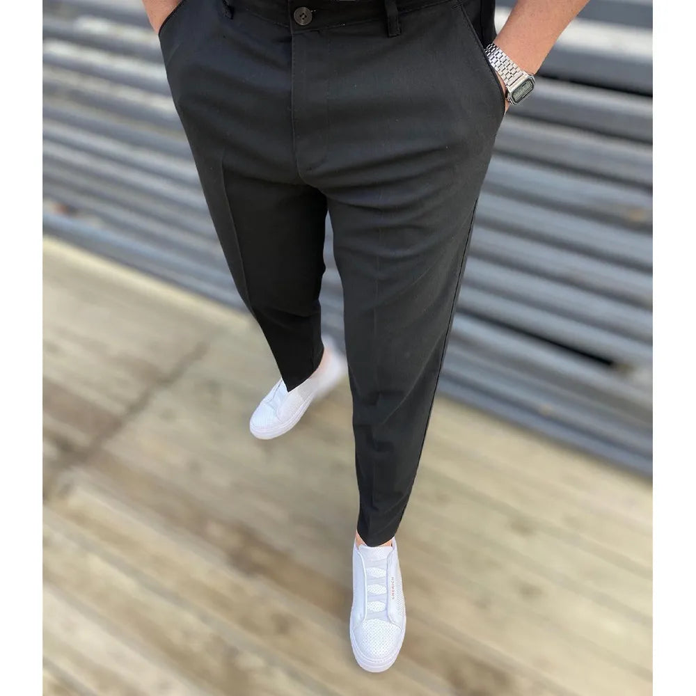 Men Casual  Pants Formal Social Streetwear Pencil Trouser For Men's Business Office Workers Wedding Straight Suit Pants Hot Sale