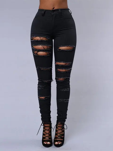 Hot ripped jeans for women sexy skinny denim jeans