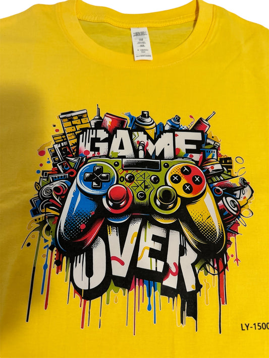 100% cotton men customised short sleeves t shirt with game over logo summer outfit