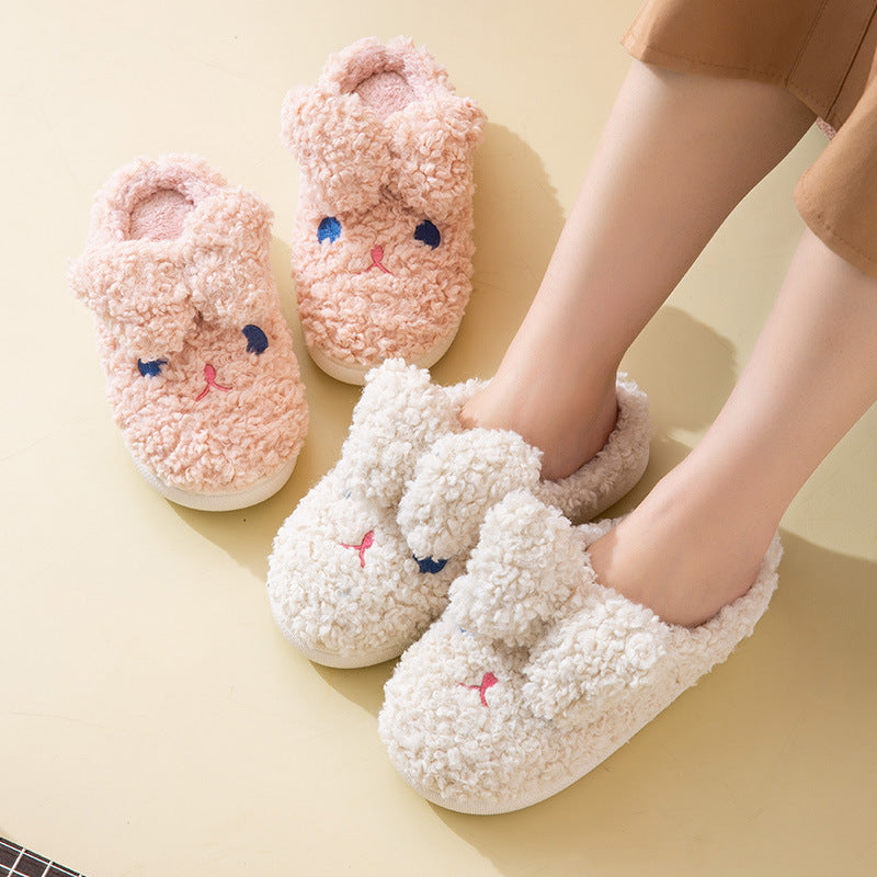 Cotton slip shoes female plush cute cartoon winter home non-slip fairy warm couple winter indoor plus velvet cotton