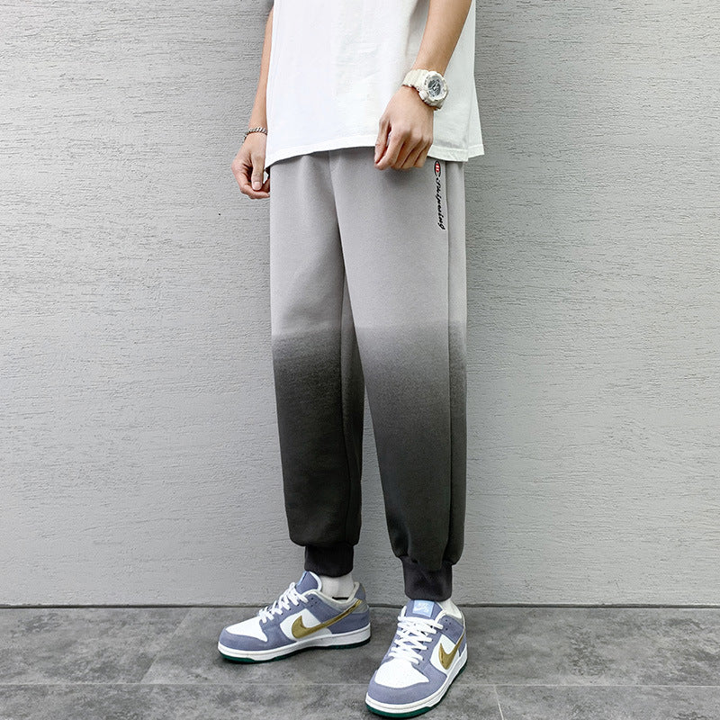 2021 Japanese pants men's weapon spring autumn Korean version of the trend casual sports pants white gradient beam pants