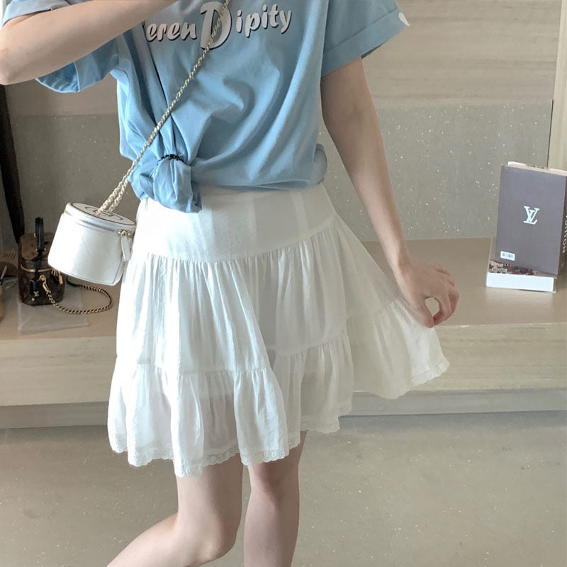 Black skirt women's high waist skirt pleated skirt 2021 new design flower skirt summer thin skirt