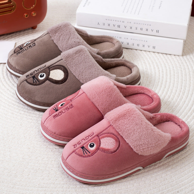 Manufacturers wholesale home cotton slippers women's winter couples indoor home thick bottom autumn and winter plush warm men's cotton