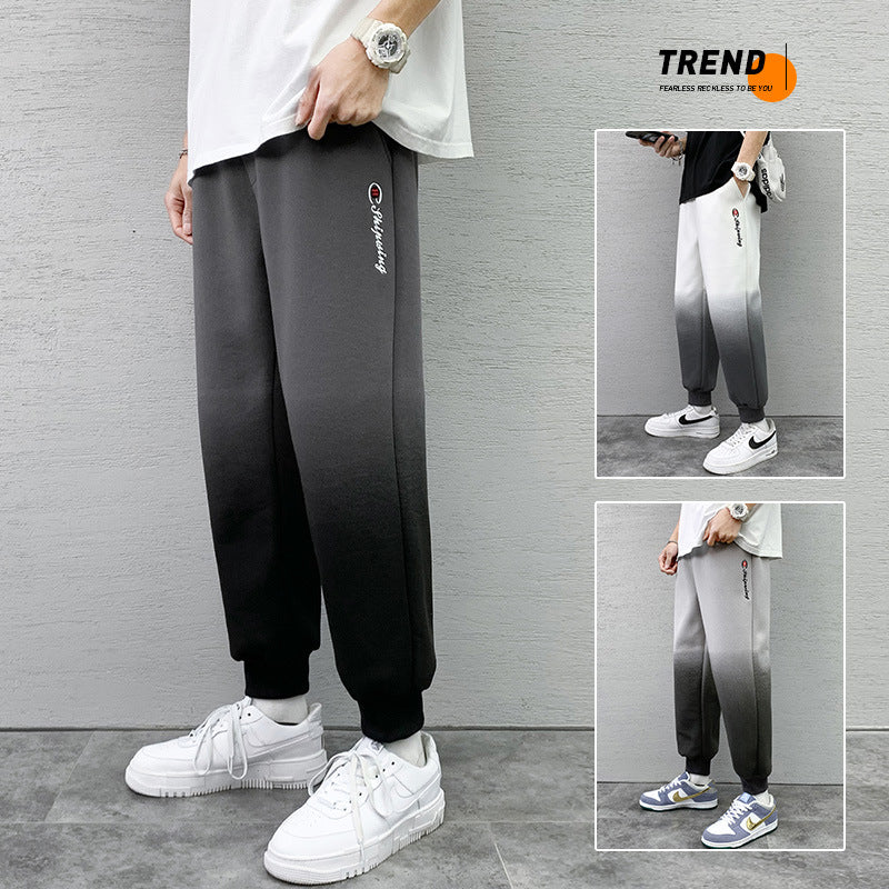 2021 Japanese pants men's weapon spring autumn Korean version of the trend casual sports pants white gradient beam pants