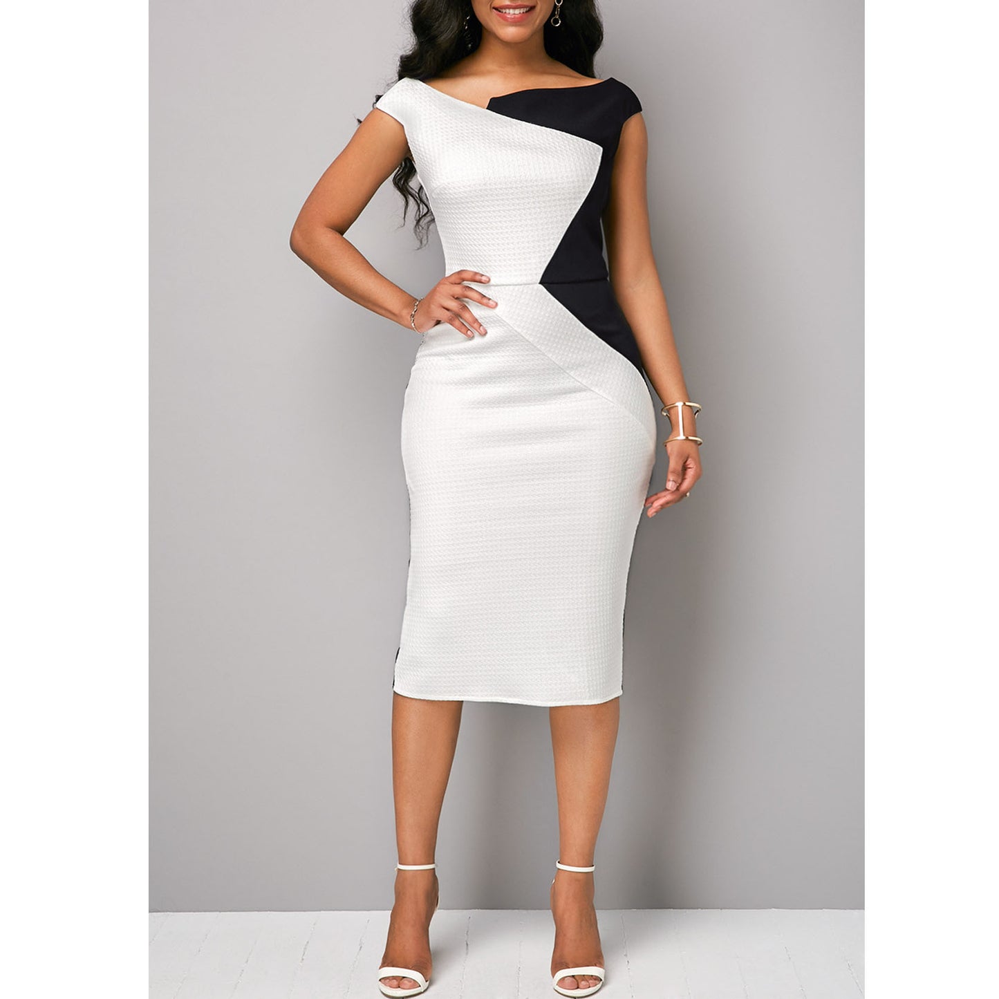 Europe and the United States large size collision stitching stretch knit professional commuter bag hip dress cross-border women's loading source