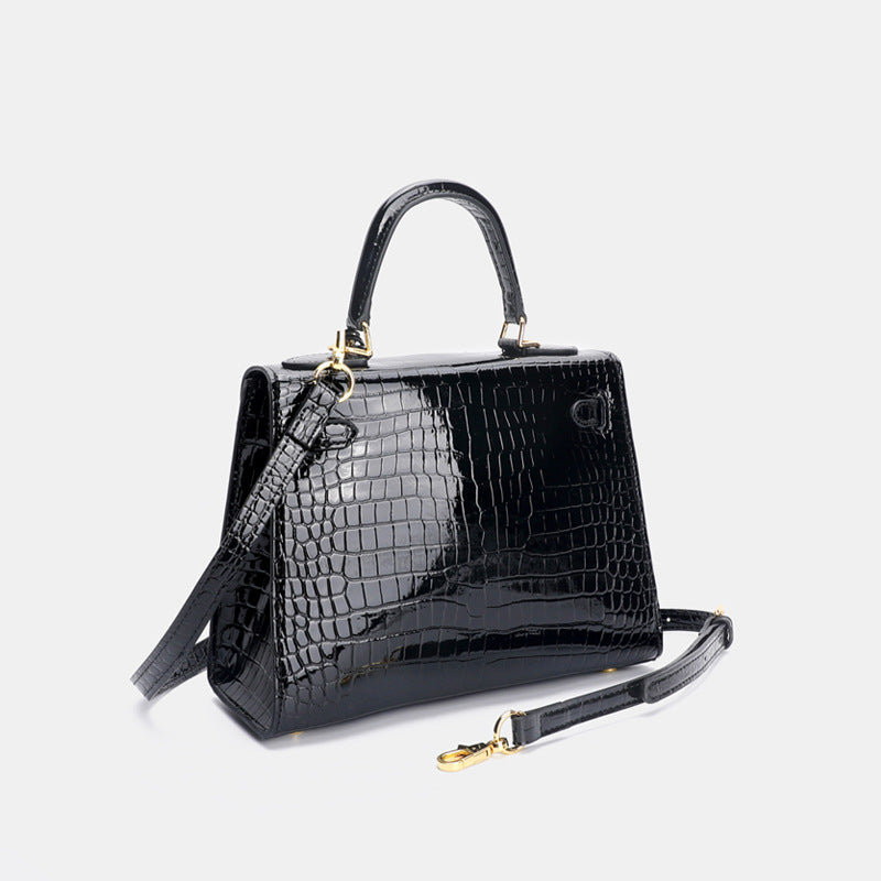 Hong Kong IT2021 crocodile women's bag big-name lock Kelly bag large-capacity handbag leather shoulder messenger bag