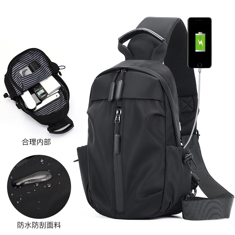 USB men's diagonal bag business cross-border men's bag outdoor travel chest bag new nylon waterproof shoulder bag