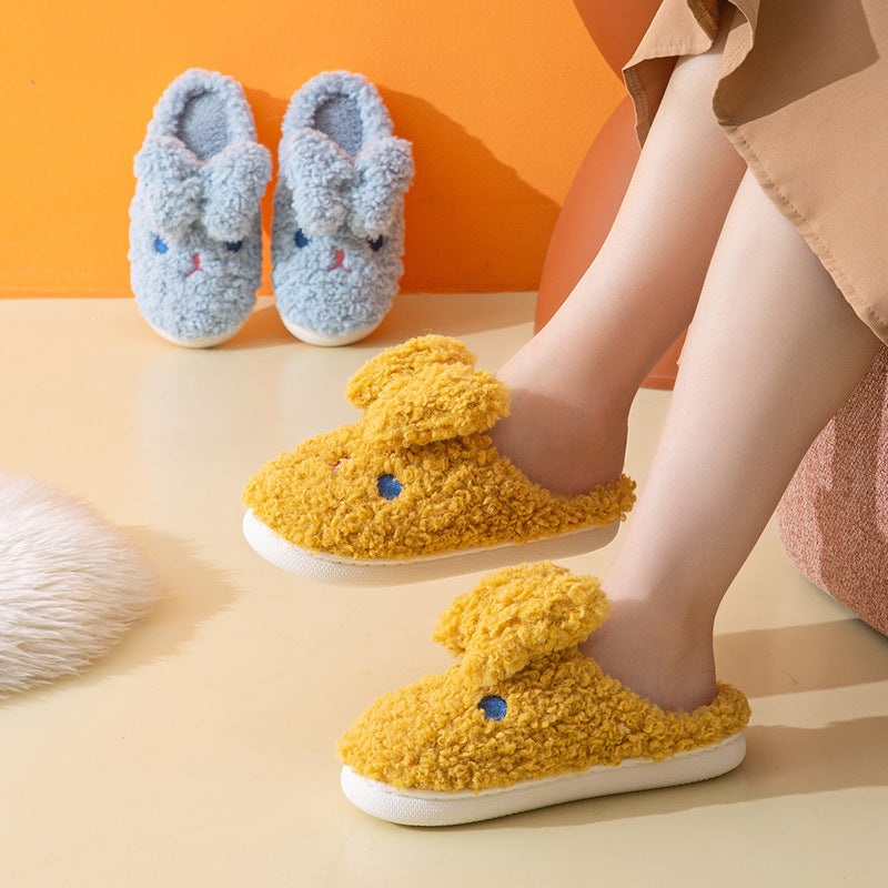 Cotton slip shoes female plush cute cartoon winter home non-slip fairy warm couple winter indoor plus velvet cotton